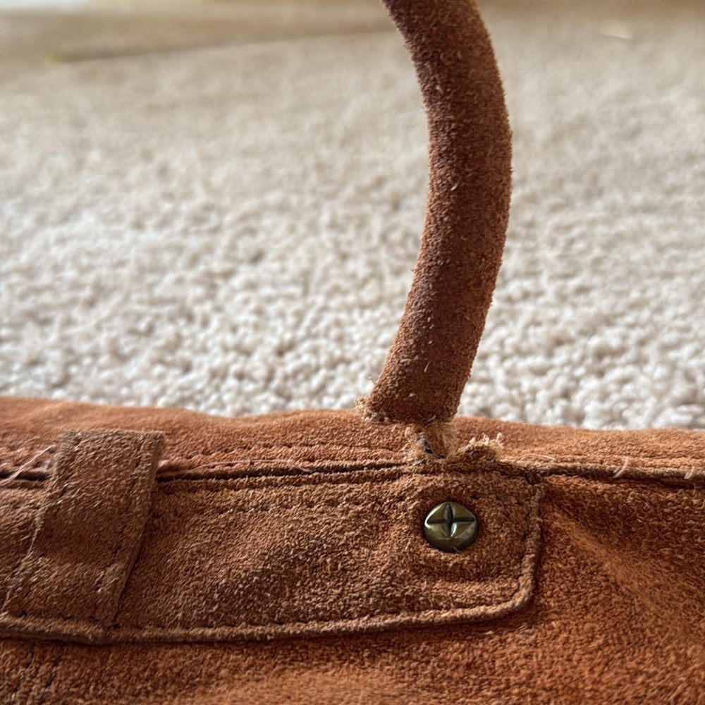 Free People Suede Patchwork Crossbody Backpack in Rust, Mustard & Sage - Picture 10 of 11